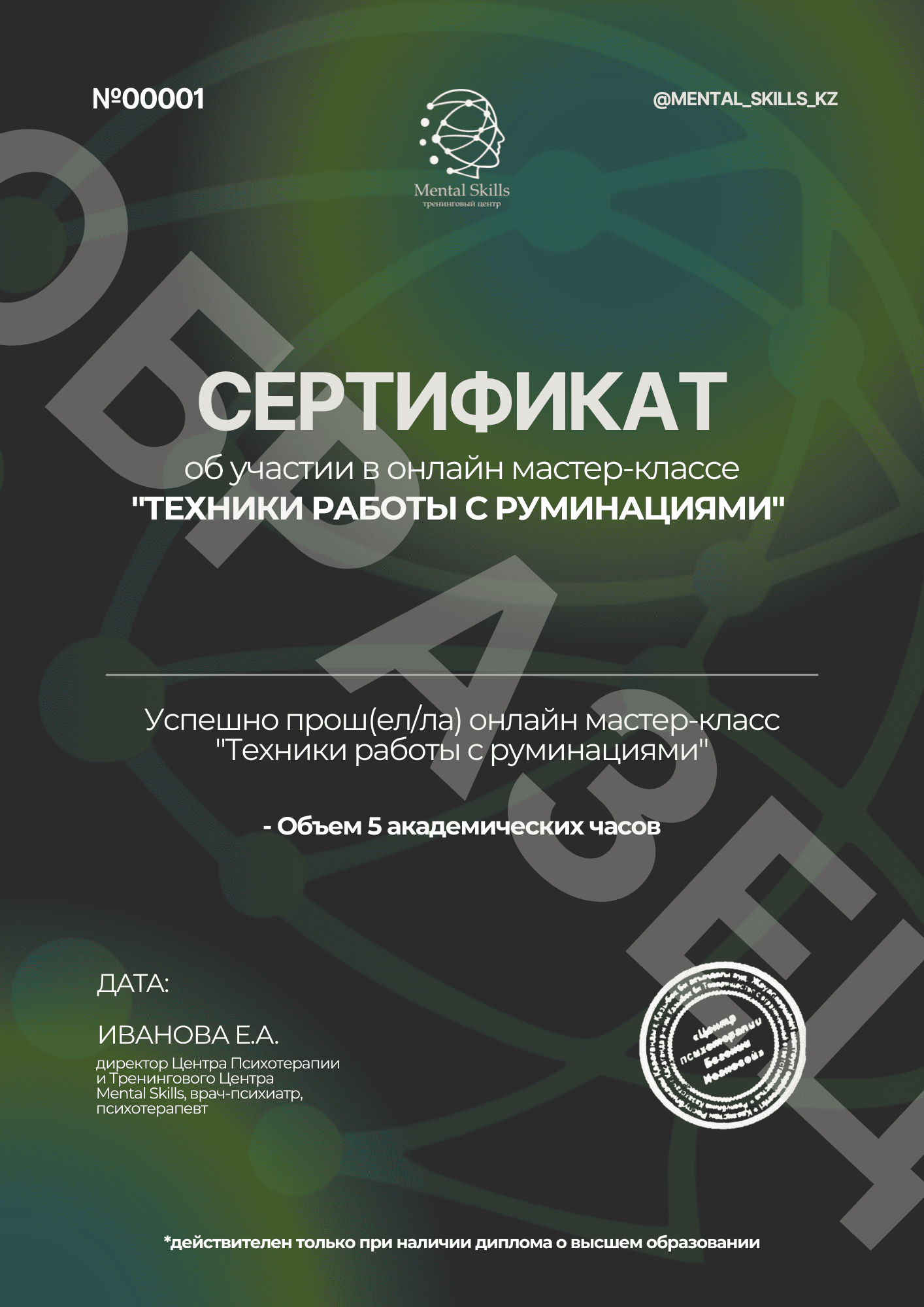 Техники работы с руминациями сертификат